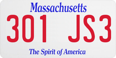 MA license plate 301JS3