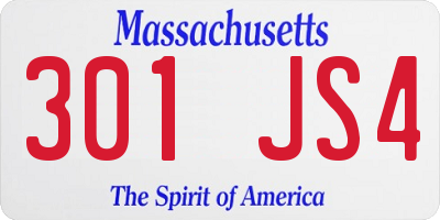 MA license plate 301JS4