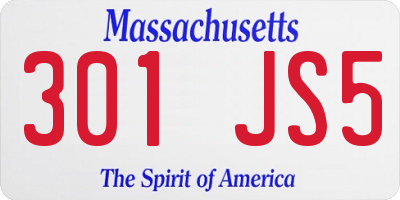 MA license plate 301JS5