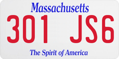 MA license plate 301JS6