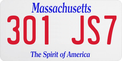 MA license plate 301JS7