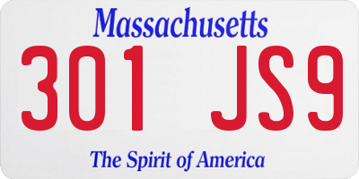 MA license plate 301JS9