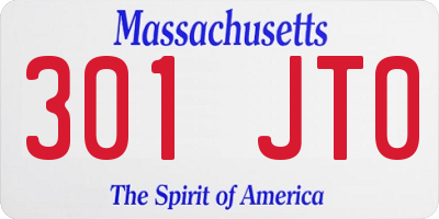 MA license plate 301JT0