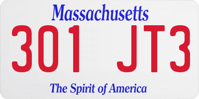 MA license plate 301JT3