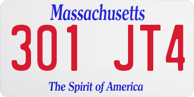 MA license plate 301JT4