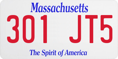 MA license plate 301JT5