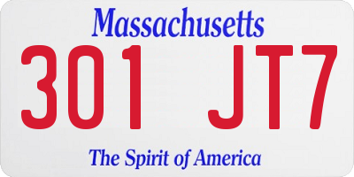 MA license plate 301JT7