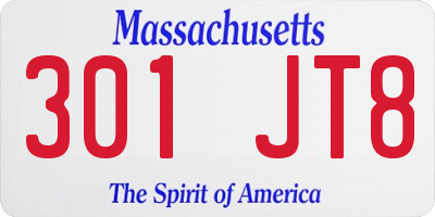 MA license plate 301JT8
