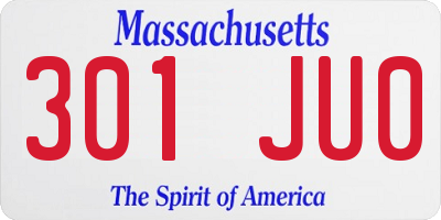 MA license plate 301JU0