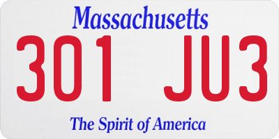 MA license plate 301JU3