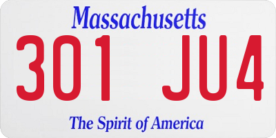 MA license plate 301JU4