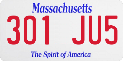 MA license plate 301JU5