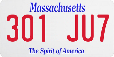 MA license plate 301JU7