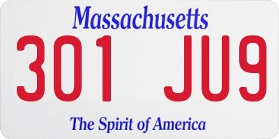 MA license plate 301JU9