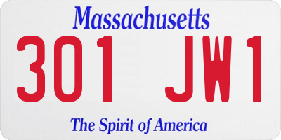 MA license plate 301JW1