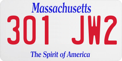 MA license plate 301JW2