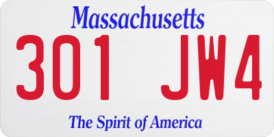 MA license plate 301JW4