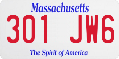 MA license plate 301JW6