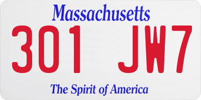 MA license plate 301JW7
