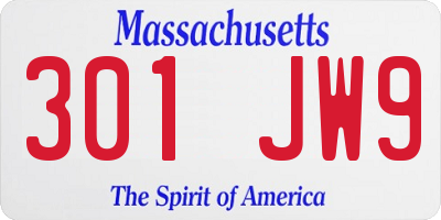 MA license plate 301JW9