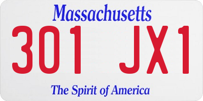 MA license plate 301JX1