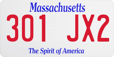 MA license plate 301JX2