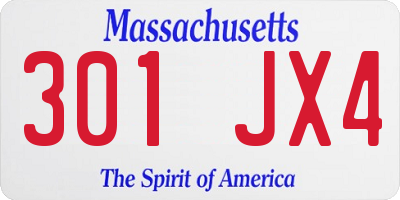 MA license plate 301JX4