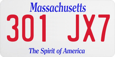 MA license plate 301JX7