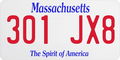MA license plate 301JX8