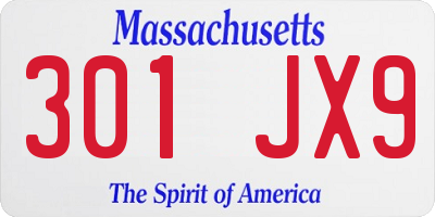 MA license plate 301JX9