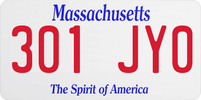 MA license plate 301JY0