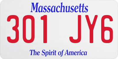MA license plate 301JY6