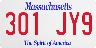 MA license plate 301JY9