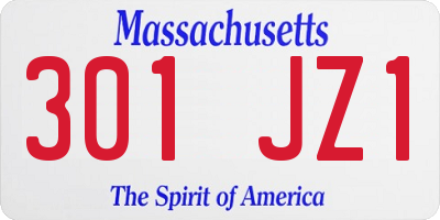 MA license plate 301JZ1