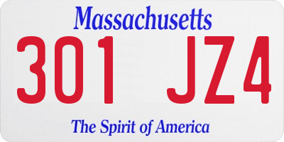 MA license plate 301JZ4