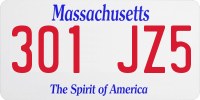 MA license plate 301JZ5
