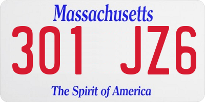 MA license plate 301JZ6