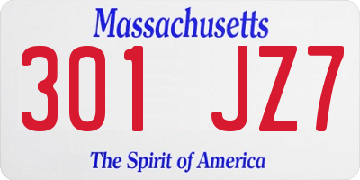 MA license plate 301JZ7