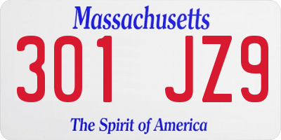 MA license plate 301JZ9