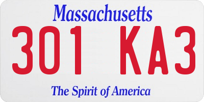 MA license plate 301KA3