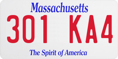 MA license plate 301KA4