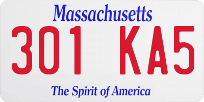 MA license plate 301KA5