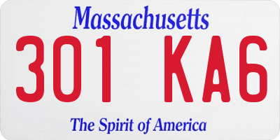 MA license plate 301KA6