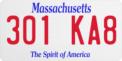MA license plate 301KA8