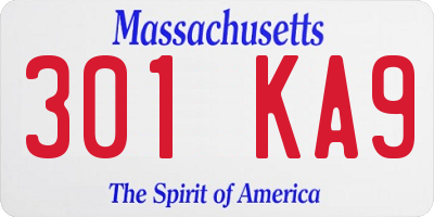 MA license plate 301KA9