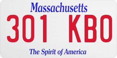 MA license plate 301KB0