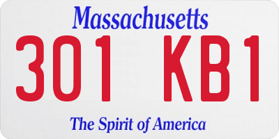 MA license plate 301KB1