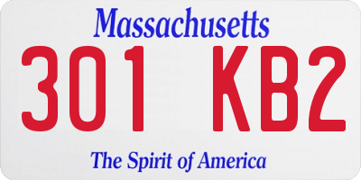 MA license plate 301KB2