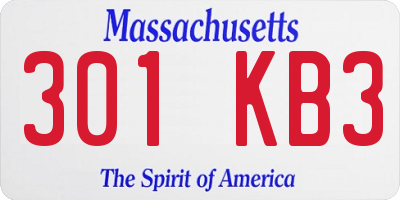 MA license plate 301KB3