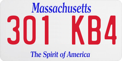 MA license plate 301KB4